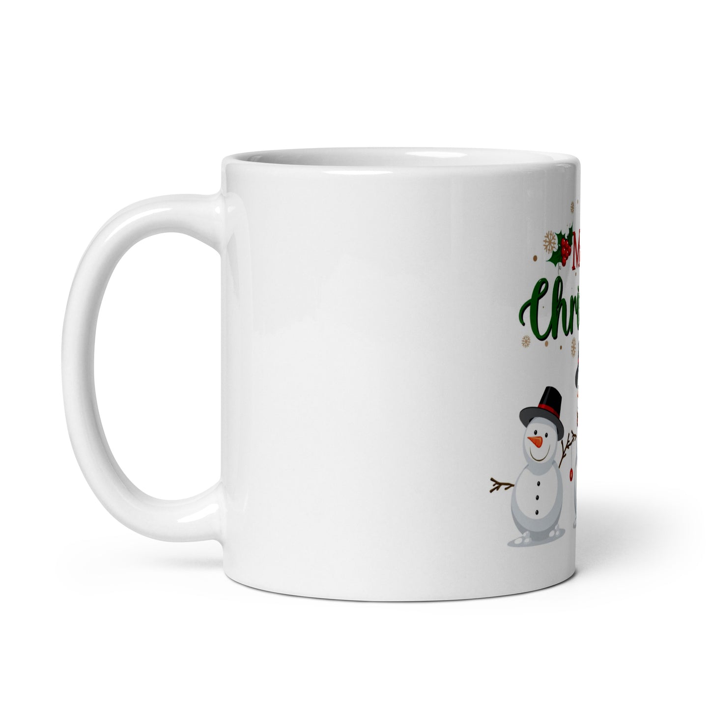 Snow Man Christmas White Glossy Mug
