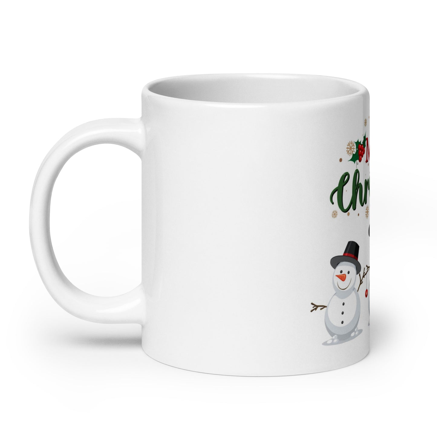 Snow Man Christmas White Glossy Mug